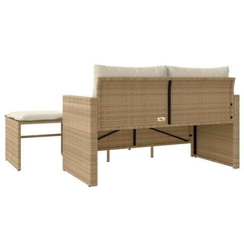 vidaXL 3-tlg. Garten-Sofagarnitur mit Kissen Beige Poly Rattan