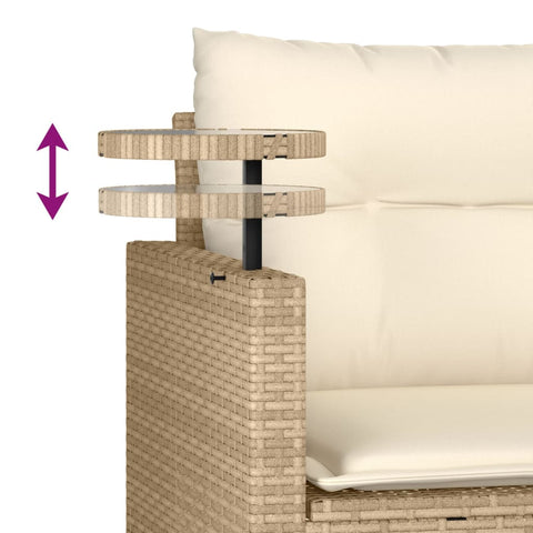 vidaXL 3-tlg. Garten-Sofagarnitur mit Kissen Beige Poly Rattan