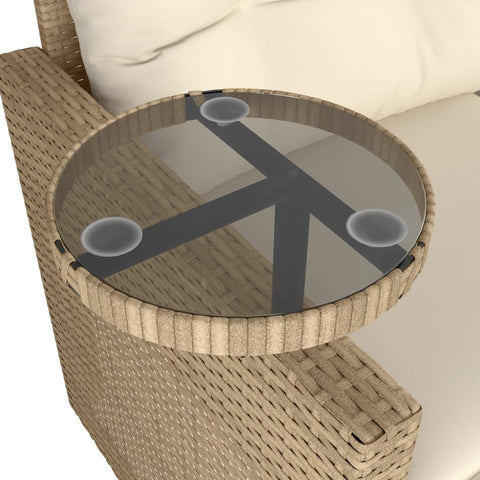 vidaXL 3-tlg. Garten-Sofagarnitur mit Kissen Beige Poly Rattan