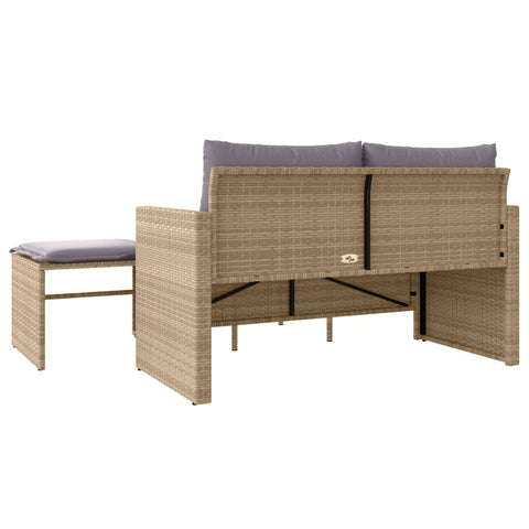 vidaXL 3-tlg. Garten-Sofagarnitur mit Kissen Beige Poly Rattan