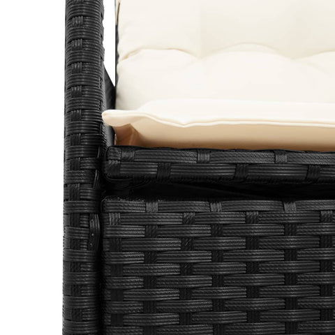 vidaXL Gartensofa 2-Sitzer Verstellbar mit Tisch Schwarz Poly Rattan