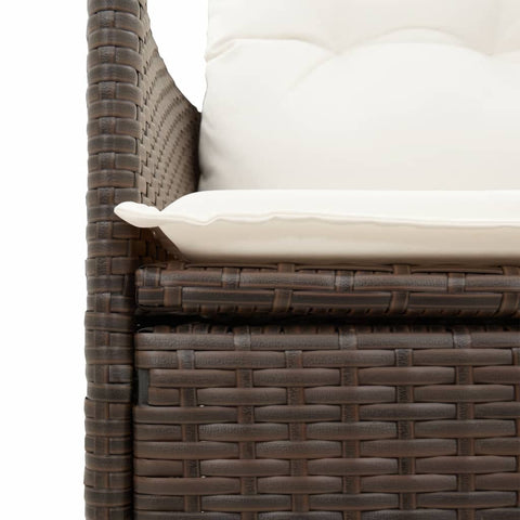 Gartensofa 2-Sitzer Verstellbar mit Tisch Braun Poly Rattan