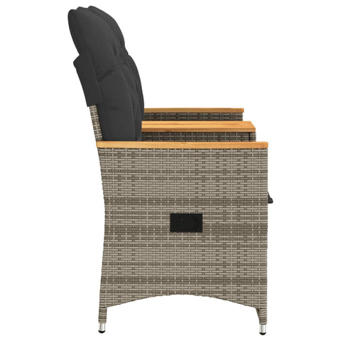 Gartensofa 2-Sitzer Verstellbar mit Tisch Grau Poly Rattan