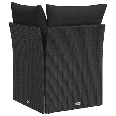 Garten-Ecksofa mit Kissen Schwarz Poly Rattan