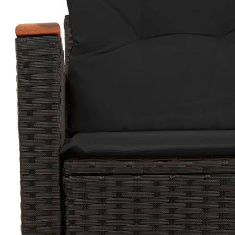 vidaXL Gartensofa mit Kissen 2-Sitzer Schwarz Poly Rattan