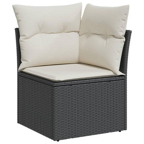 vidaXL Garten-Ecksofa mit Kissen Schwarz Poly Rattan