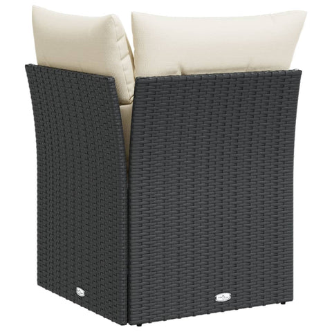 vidaXL Garten-Ecksofa mit Kissen Schwarz Poly Rattan