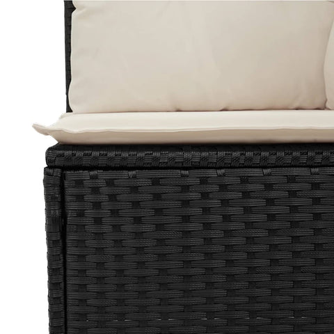 vidaXL Garten-Ecksofa mit Kissen Schwarz Poly Rattan