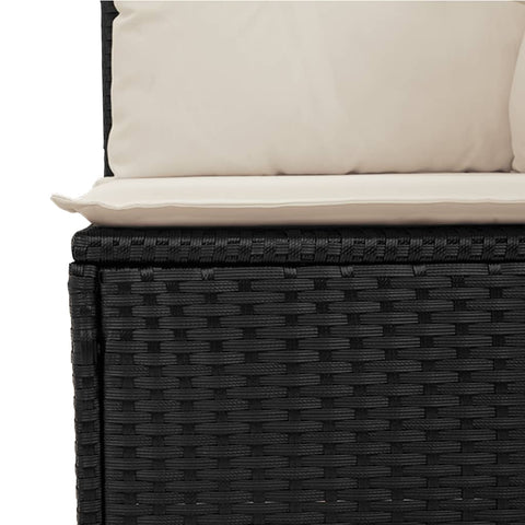 vidaXL Gartensofa mit Kissen 2-Sitzer Schwarz Poly Rattan