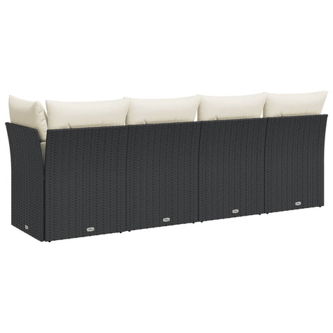 vidaXL Gartensofa mit Kissen 4-Sitzer Schwarz Poly Rattan