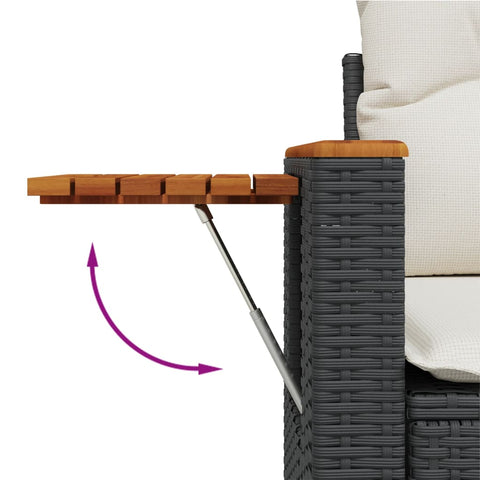 vidaXL Gartensofa mit Kissen 2-Sitzer Schwarz Poly Rattan