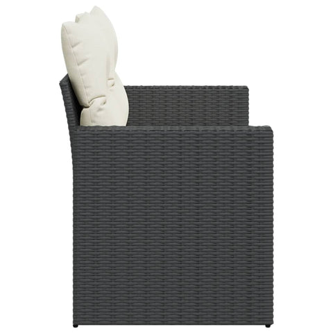 vidaXL Gartensofa mit Kissen 2-Sitzer Schwarz Poly Rattan