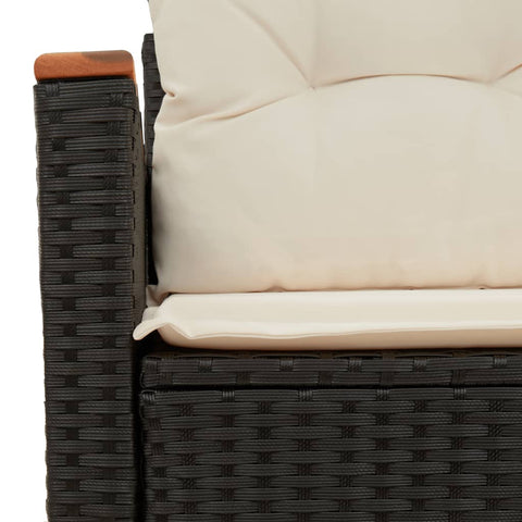 vidaXL Gartensofa mit Kissen 2-Sitzer Schwarz Poly Rattan