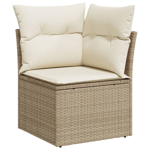 vidaXL Garten-Ecksofa mit Kissen Beige Poly Rattan