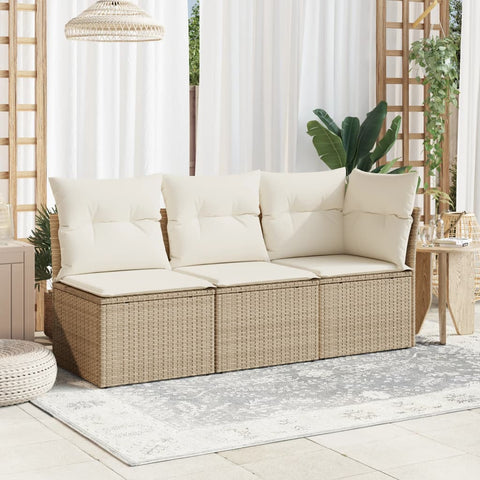 vidaXL Garten-Ecksofa mit Kissen Beige Poly Rattan