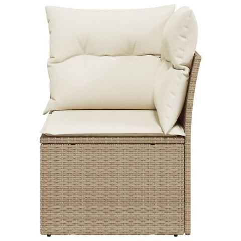 vidaXL Garten-Ecksofa mit Kissen Beige Poly Rattan