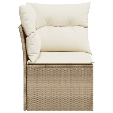 vidaXL Garten-Ecksofa mit Kissen Beige Poly Rattan