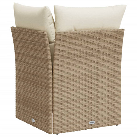 vidaXL Garten-Ecksofa mit Kissen Beige Poly Rattan