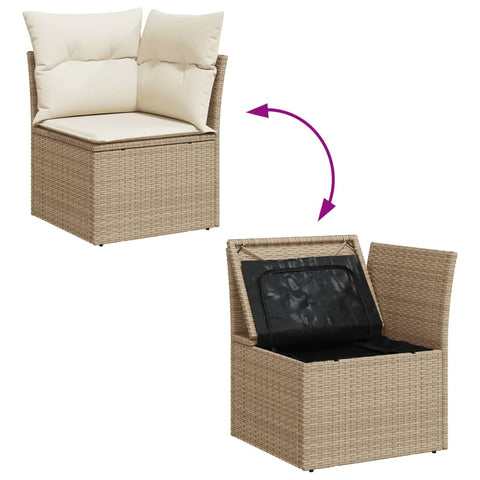 vidaXL Garten-Ecksofa mit Kissen Beige Poly Rattan