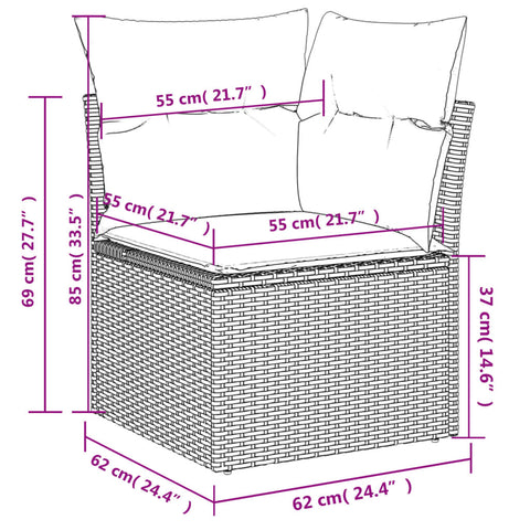 vidaXL Garten-Ecksofa mit Kissen Beige Poly Rattan