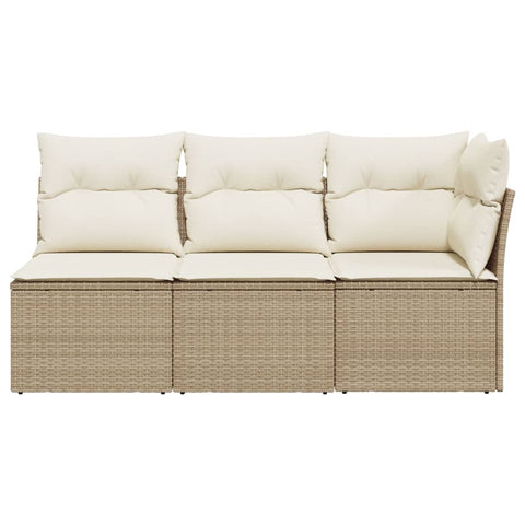 vidaXL Gartensofa mit Kissen 3-Sitzer Beige Poly Rattan