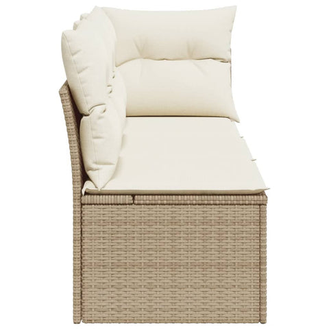 vidaXL Gartensofa mit Kissen 3-Sitzer Beige Poly Rattan