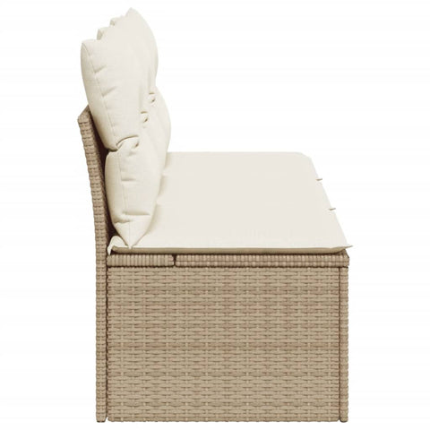 vidaXL Gartensofa mit Kissen 3-Sitzer Beige Poly Rattan