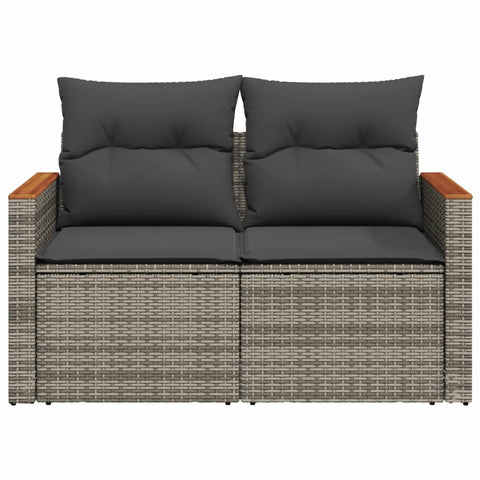 vidaXL Gartensofa 2-Sitzer mit Kissen Grau Poly Rattan