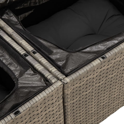 vidaXL Gartensofa 2-Sitzer mit Kissen Grau Poly Rattan