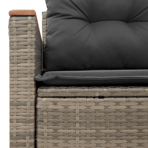 vidaXL Gartensofa 2-Sitzer mit Kissen Grau Poly Rattan