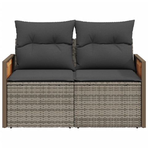 vidaXL Gartensofa 2-Sitzer mit Kissen Grau Poly Rattan