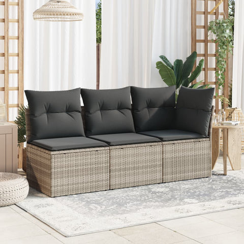 vidaXL Gartensofa ohne Armlehnen mit Kissen Hellgrau Poly Rattan