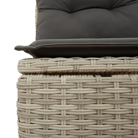 vidaXL Gartensofa ohne Armlehnen mit Kissen Hellgrau Poly Rattan