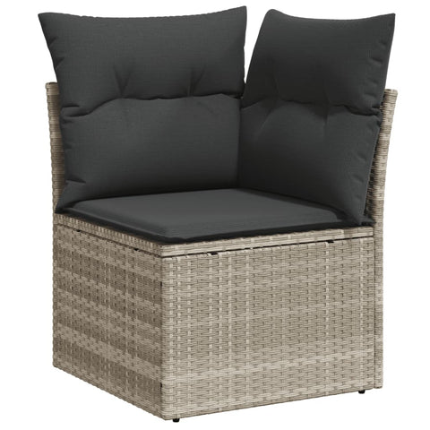 vidaXL Garten-Ecksofa mit Kissen Hellgrau Poly Rattan