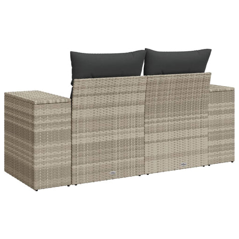 Gartensofa mit Kissen 2-Sitzer Hellgrau Poly Rattan