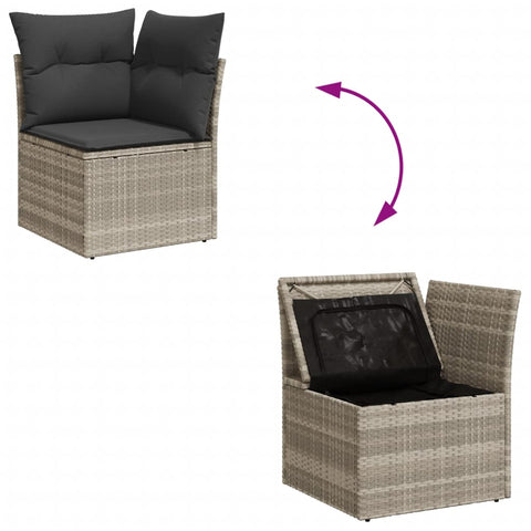 vidaXL Garten-Ecksofa mit Kissen Hellgrau Poly Rattan