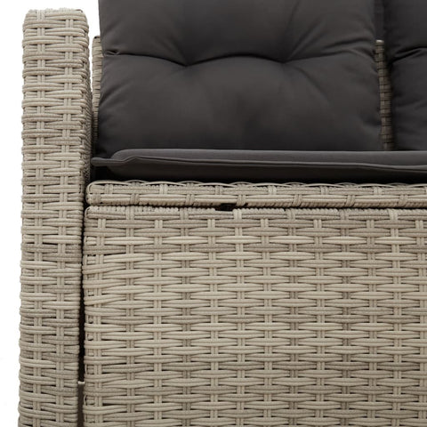 Gartensofa mit Kissen 2-Sitzer Hellgrau Poly Rattan