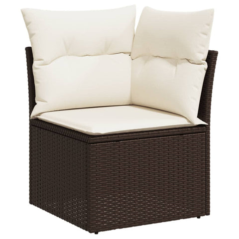 vidaXL Garten-Ecksofa mit Kissen Braun Poly Rattan