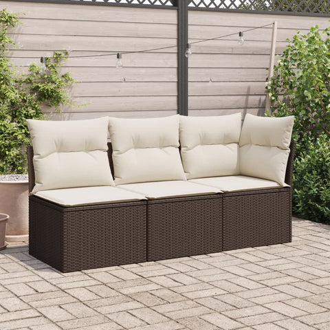 vidaXL Garten-Ecksofa mit Kissen Braun Poly Rattan