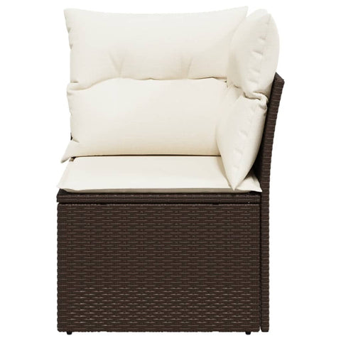 vidaXL Garten-Ecksofa mit Kissen Braun Poly Rattan