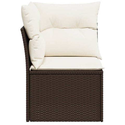 vidaXL Garten-Ecksofa mit Kissen Braun Poly Rattan