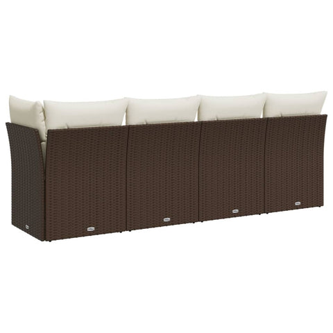 vidaXL Gartensofa mit Kissen 4-Sitzer Braun Poly Rattan