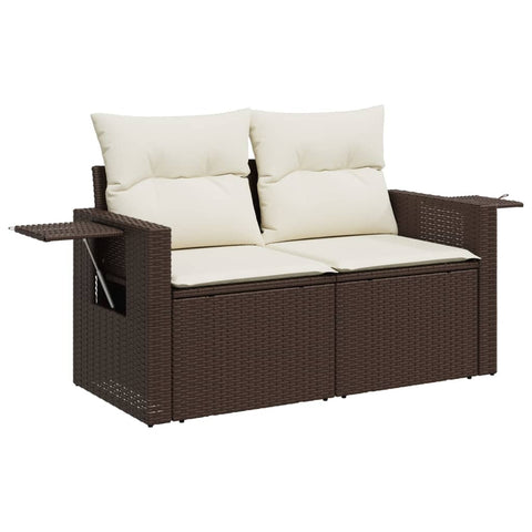 vidaXL Gartensofa mit Kissen 2-Sitzer Braun Poly Rattan