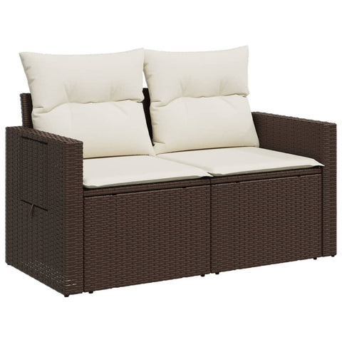 vidaXL Gartensofa mit Kissen 2-Sitzer Braun Poly Rattan