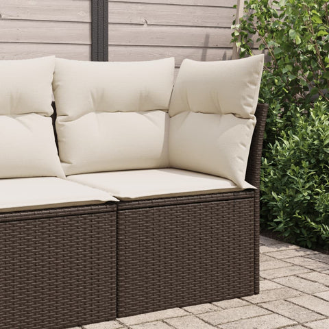 Garten-Ecksofa mit Kissen Braun Poly Rattan