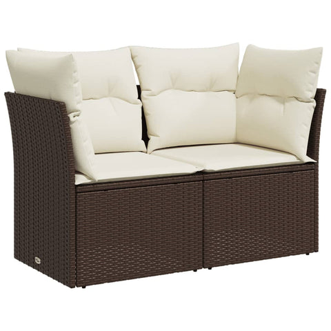 vidaXL Gartensofa mit Kissen 2-Sitzer Braun Poly Rattan