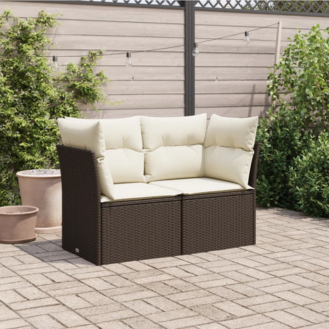 vidaXL Gartensofa mit Kissen 2-Sitzer Braun Poly Rattan