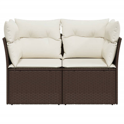 vidaXL Gartensofa mit Kissen 2-Sitzer Braun Poly Rattan