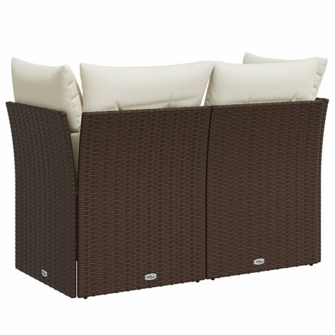 vidaXL Gartensofa mit Kissen 2-Sitzer Braun Poly Rattan