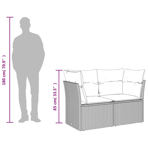 vidaXL Gartensofa mit Kissen 2-Sitzer Braun Poly Rattan